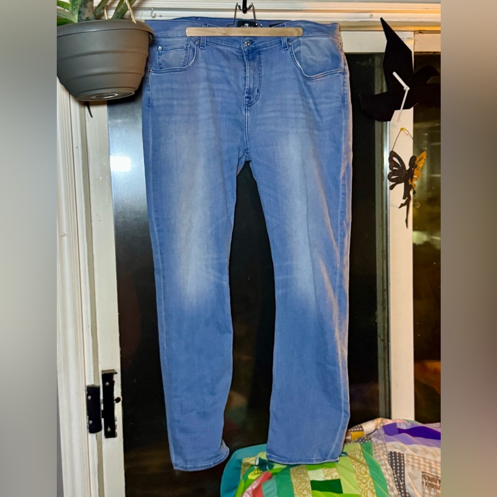 7 For All Mankind Medium Blue Straight Leg Jeans